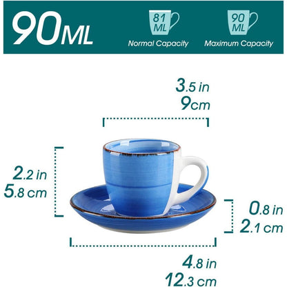 12-teiliges Espresso-Set aus Steingut, bunt, stapelbar, 80ml