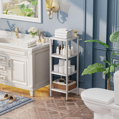 Bambus Badezimmer Organizer Regal 4 Ebenen Weiß SMIBUY