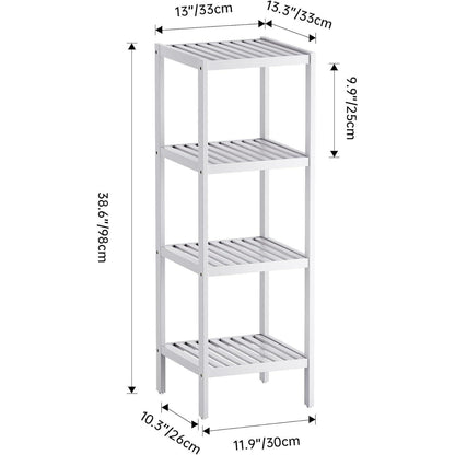 Bambus Badezimmer Organizer Regal 4 Ebenen Weiß SMIBUY