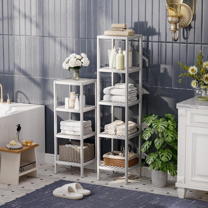 Bambus Badezimmer Organizer Regal 4 Ebenen Weiß SMIBUY