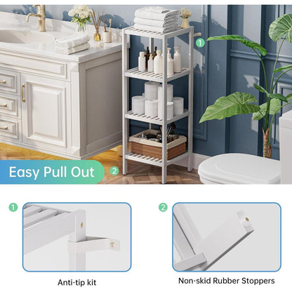 Bambus Badezimmer Organizer Regal 4 Ebenen Weiß SMIBUY