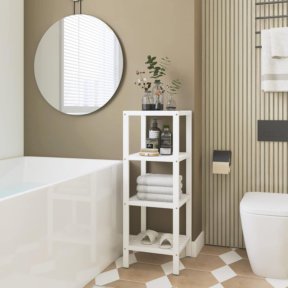 Bambus Badezimmerregal 4 Ebenen Organizer Wohnzimmer Schlafzimmer Küche
