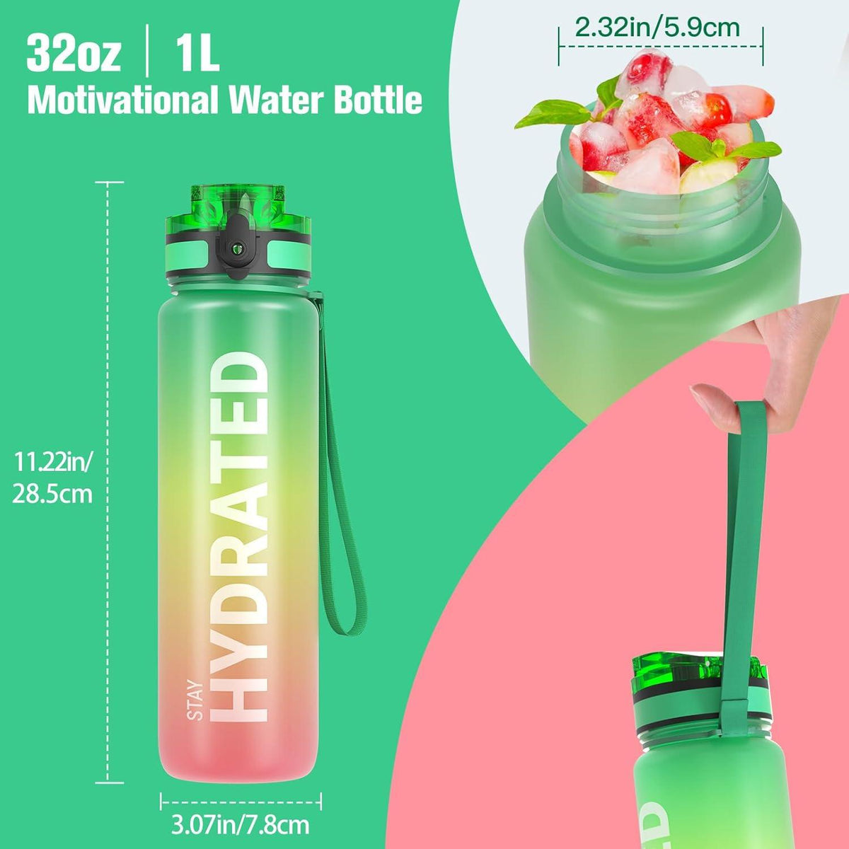 Sahara Sailor Trinkflasche BPA-frei Tritan Sport 1L/500ML/750ML Gym Yoga