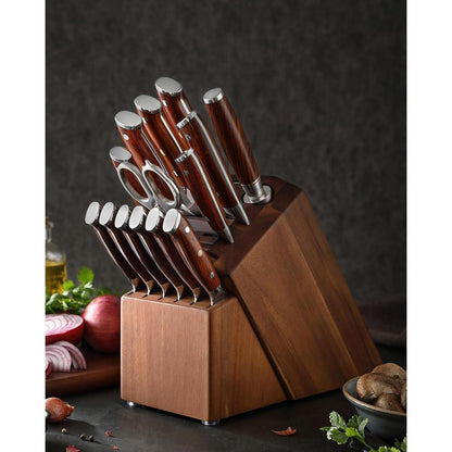 XINZUO Damaststahl 15tlg. Messerblock Set mit Wetzstahl