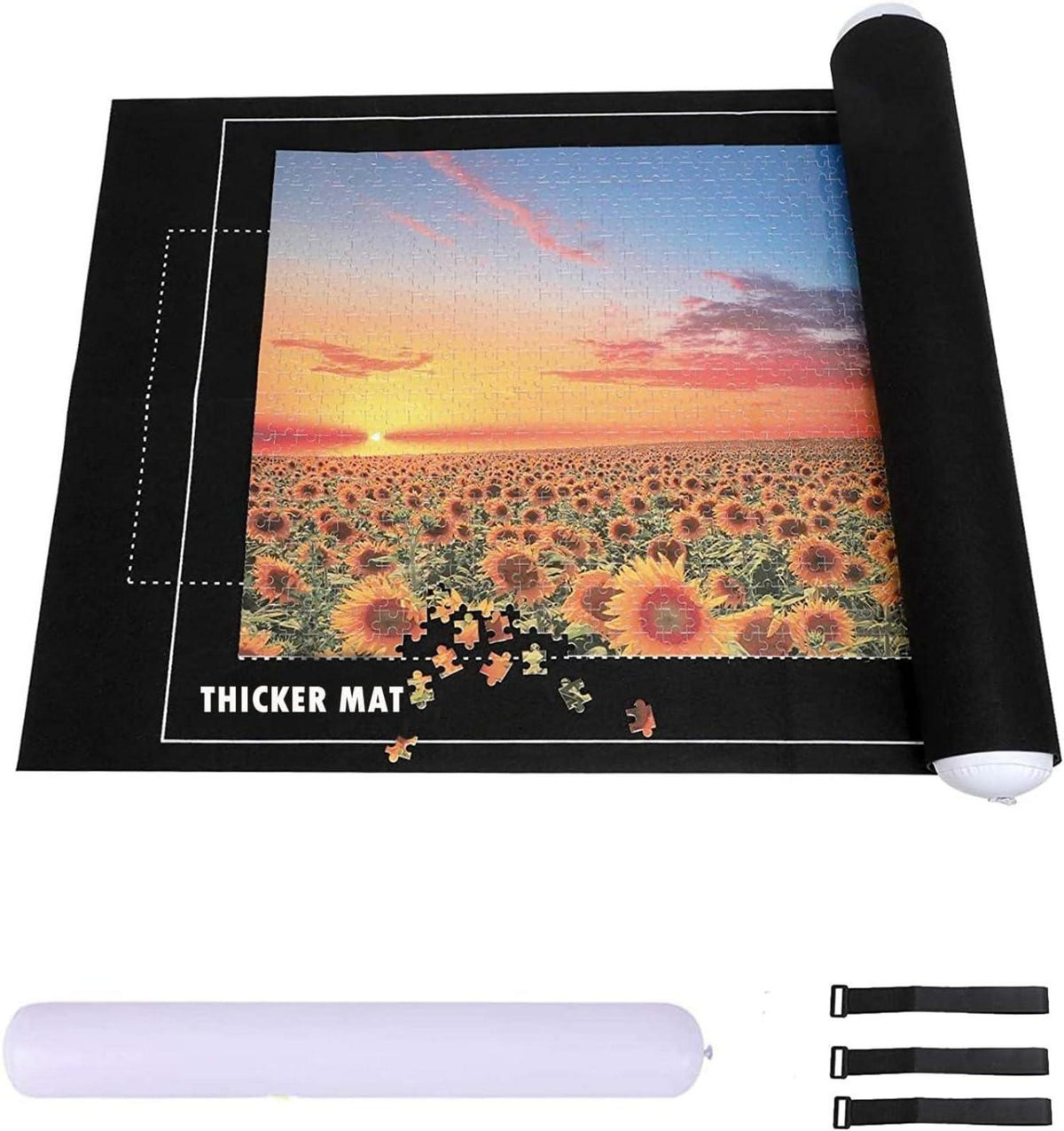 Puzzlematte für 3000 Puzzle Teile, Filzmatte 100x140 cm, Schwarz