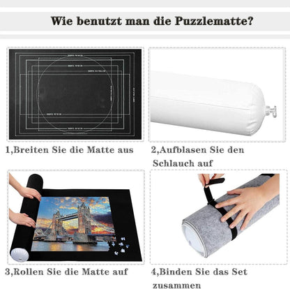 Puzzlematte Filz schwarz 100x140 cm für 3000 Teile mit aufblasbarem