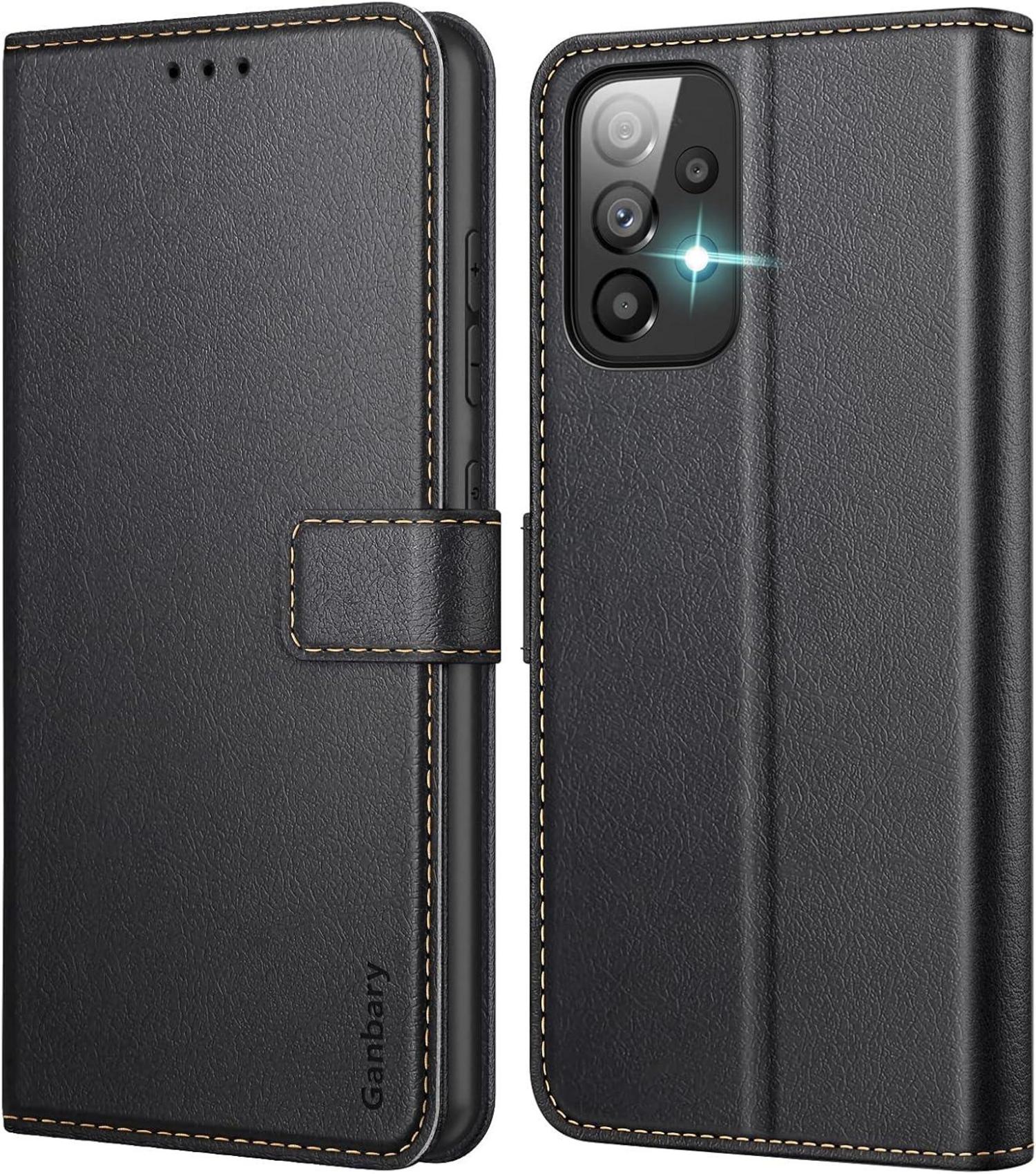 Handyhülle Samsung Galaxy A33 5G Premium Leder Tasche Schwarz