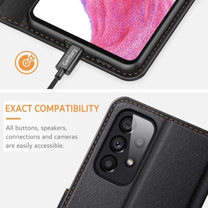 Premium Leder Handyhülle Samsung Galaxy A53 5G Schwarz Flipcase