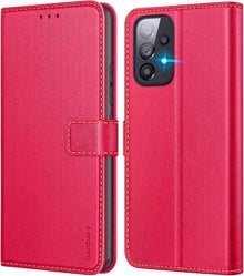 Samsung Galaxy A53 5G Handyhülle Premium Leder Flipcase Rot