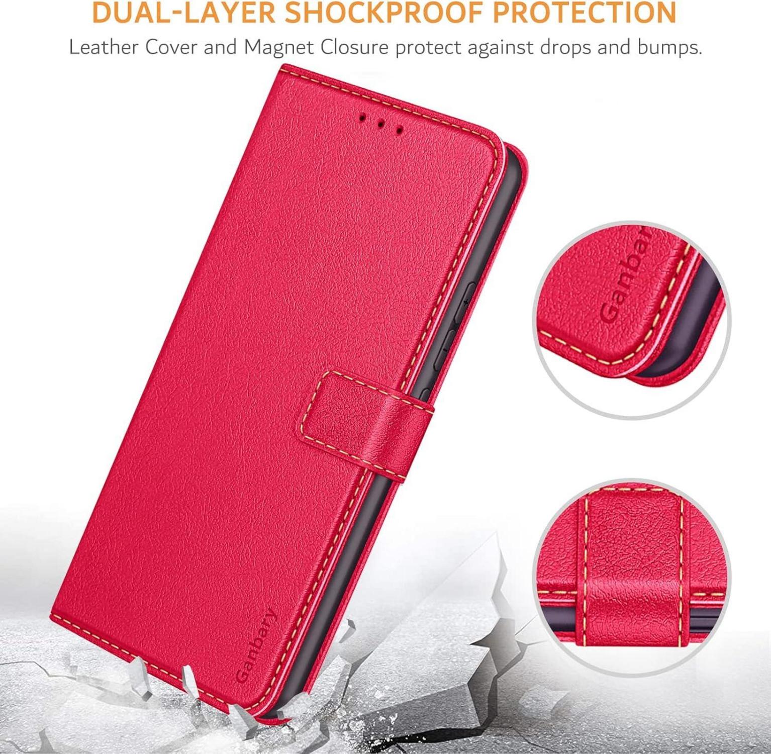 Samsung Galaxy A53 5G Handyhülle Premium Leder Flipcase Rot