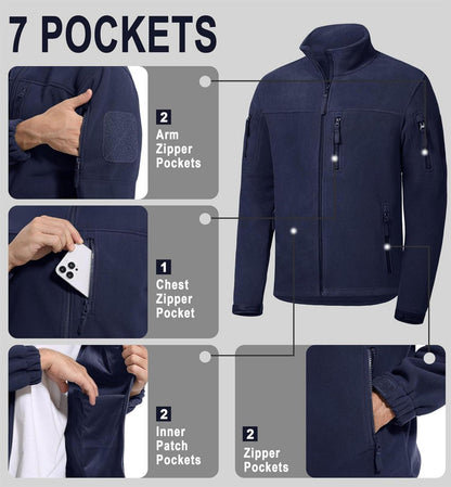Outdoor Fleecejacke Herren Warme Winter Jacke 7 Taschen L Winddicht