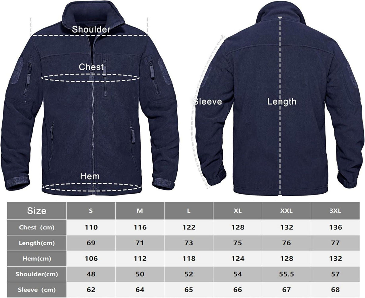 Herren Outdoor Fleecejacke mit 7 Taschen Stehkragen Winddicht