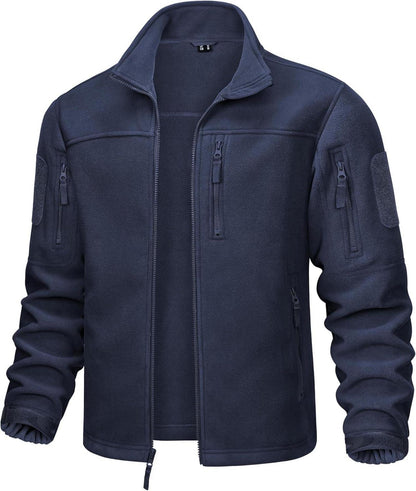 Outdoor Fleecejacke mit 7 Taschen und Stehkragen - Winddicht, warm