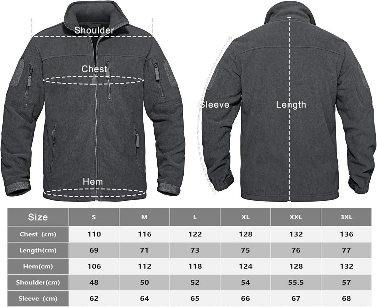 Herren Outdoor Fleecejacke 7 Taschen Winddicht Stehkragen Wintermantel