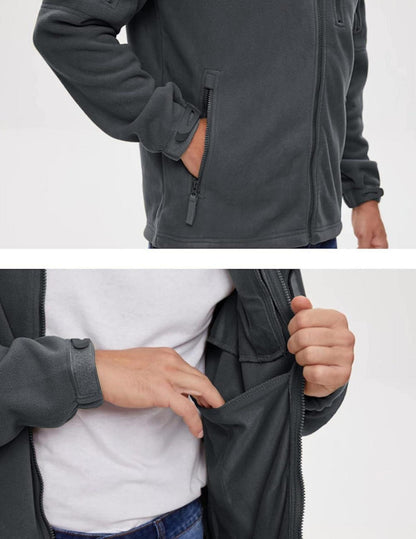 Herren Outdoor Fleecejacke Winter Warm Winddicht Stehkragen 7 Taschen L OVP