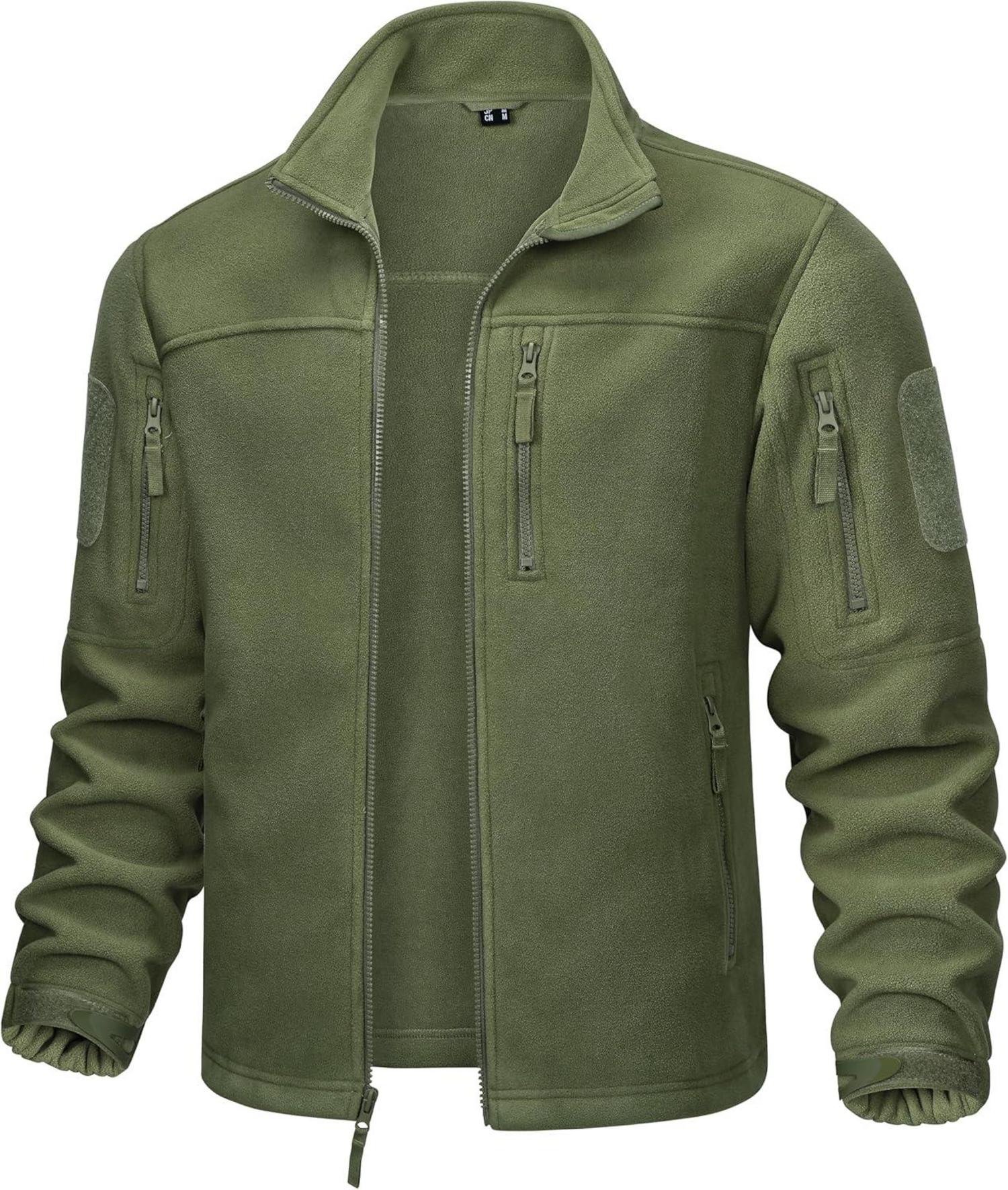 Outdoor Fleecejacke für Herren mit 7 Taschen Warme Stehkragen
