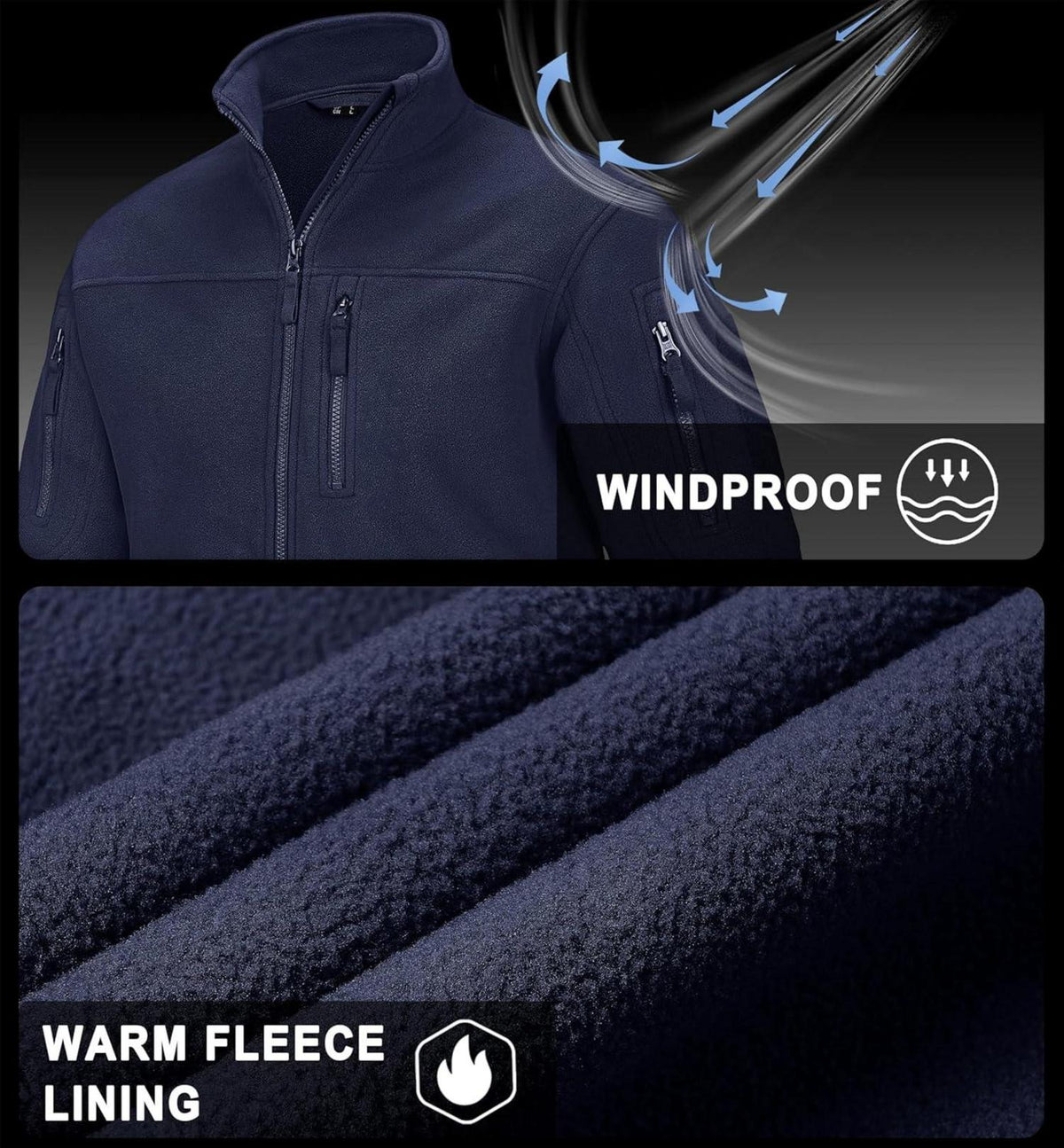 Herren Outdoor Fleecejacke Winddicht Taktische Jacke mit 7 Taschen
