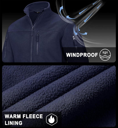 Herren Outdoor Fleecejacke Winddicht Taktische Jacke mit 7 Taschen