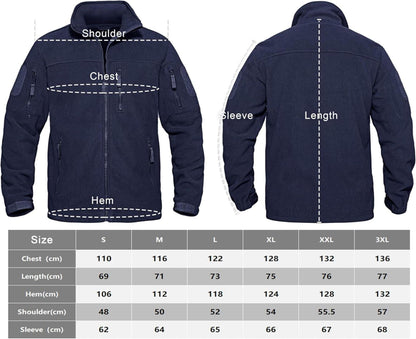Herren Outdoor Fleecejacke Winddicht Taktische Winterjacke 7 Taschen
