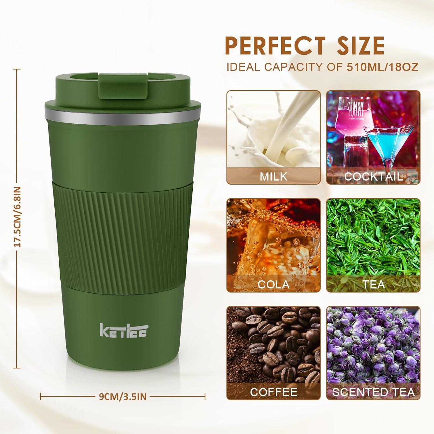 KETIEE Kaffeebecher to go 510ml Thermobecher Thermo Doppelwandig Isolierbecher