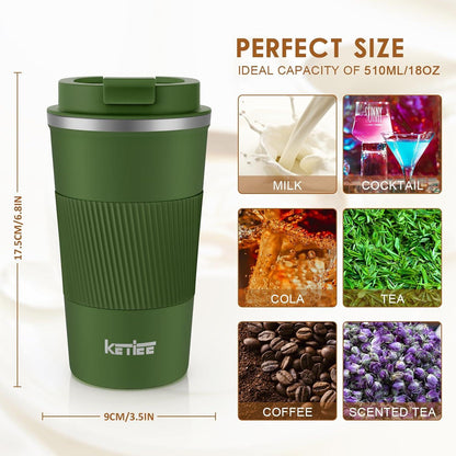 KETIEE Kaffeebecher to go 510ml Thermobecher Thermo Doppelwandig Isolierbecher
