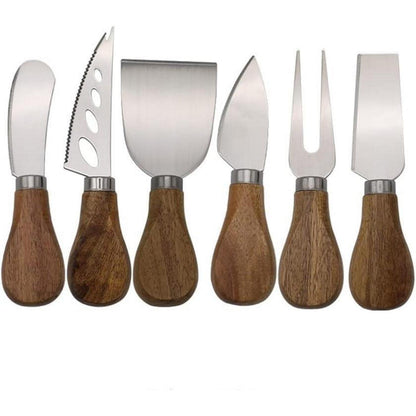 Käsemesser Set 6-teilig Edelstahl mit Holzgriff & Geschenkbox