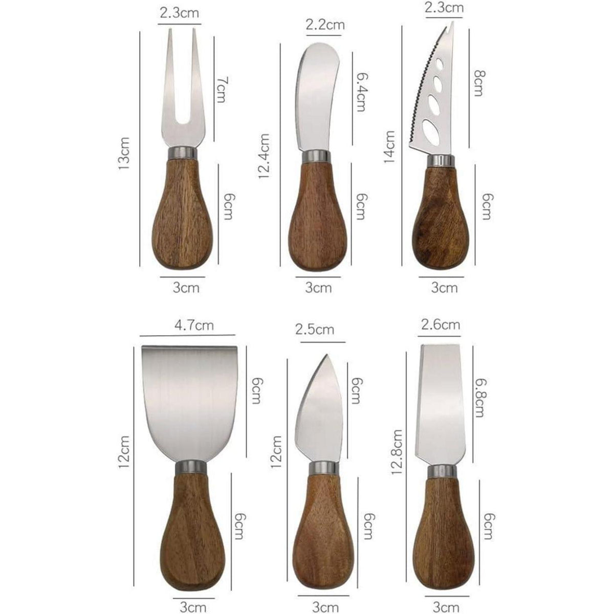 Käsemesser Set 6-teilig Edelstahl mit Holzgriff & Geschenkbox