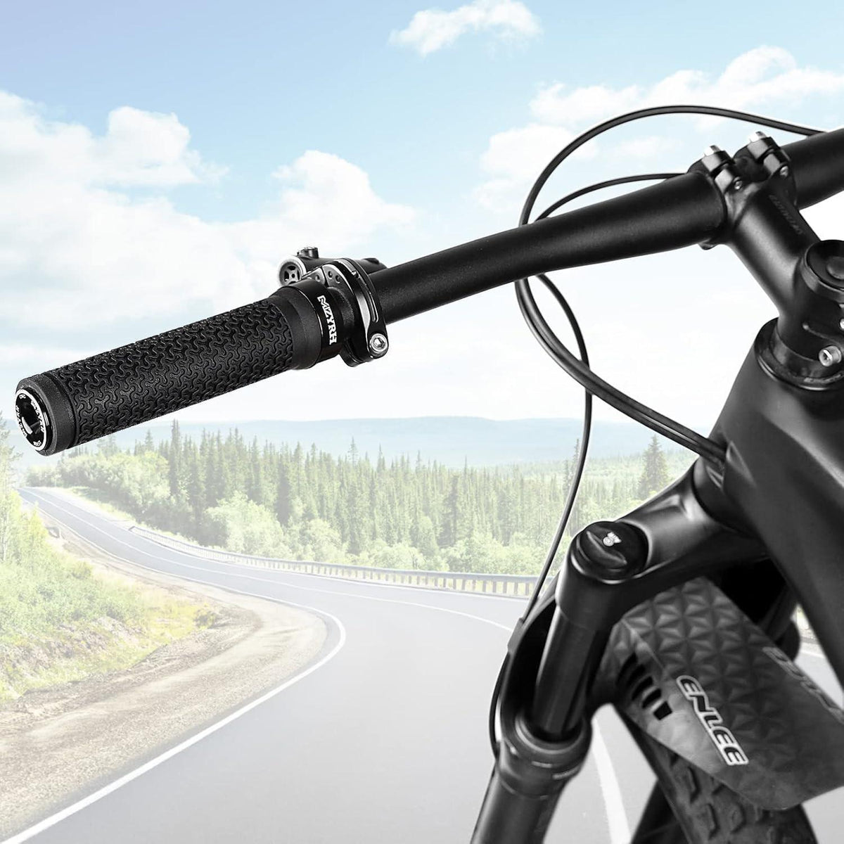 Ergonomische Fahrradgriffe MTB Schwarz mit Lenkerstopfen