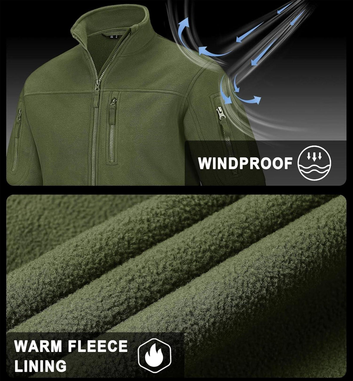 Outdoor Fleecejacke Taktische Armee Jacke mit 7 Taschen Warme
