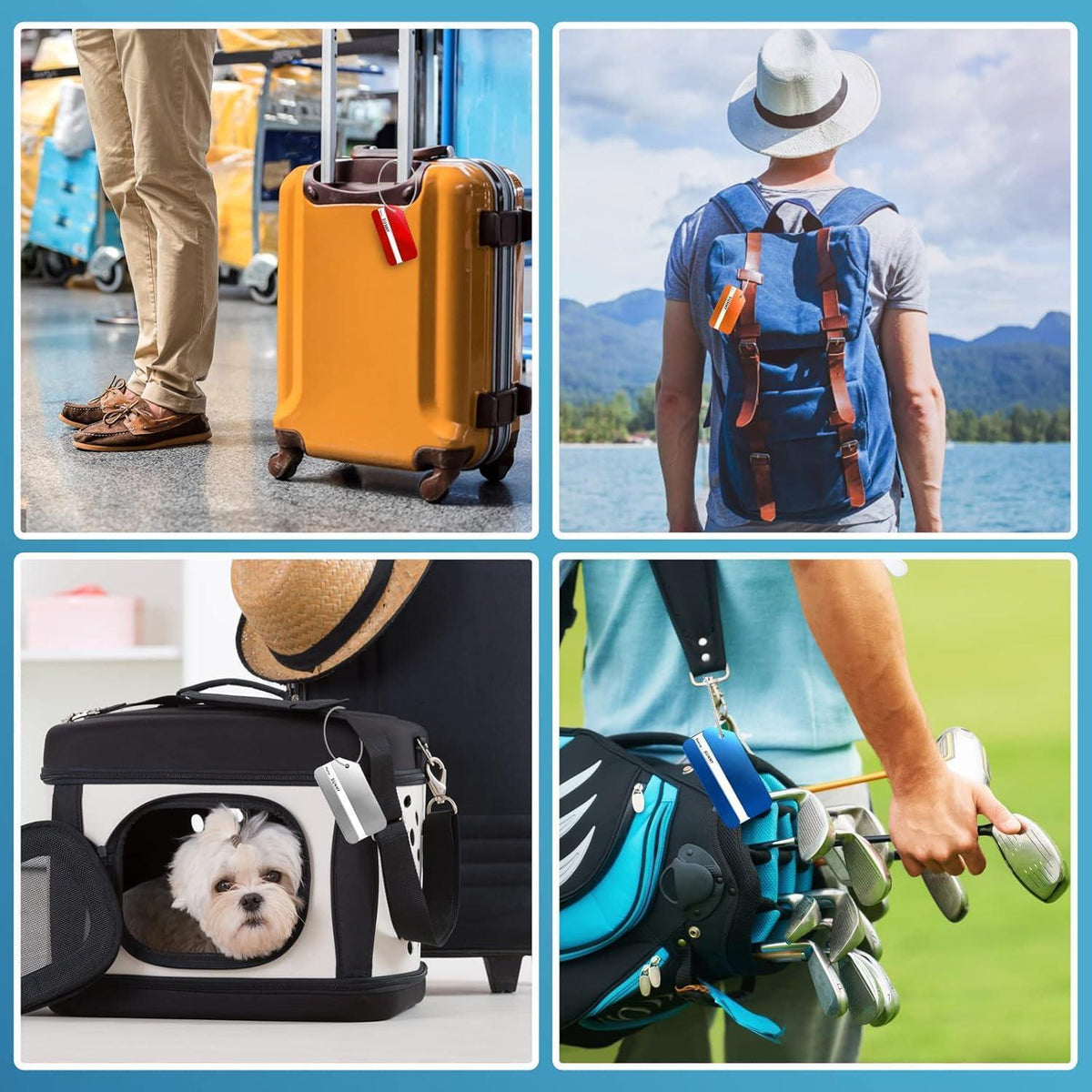 6x Gepäckanhänger Aluminium – Reise-Zubehör für Koffer & Tasche