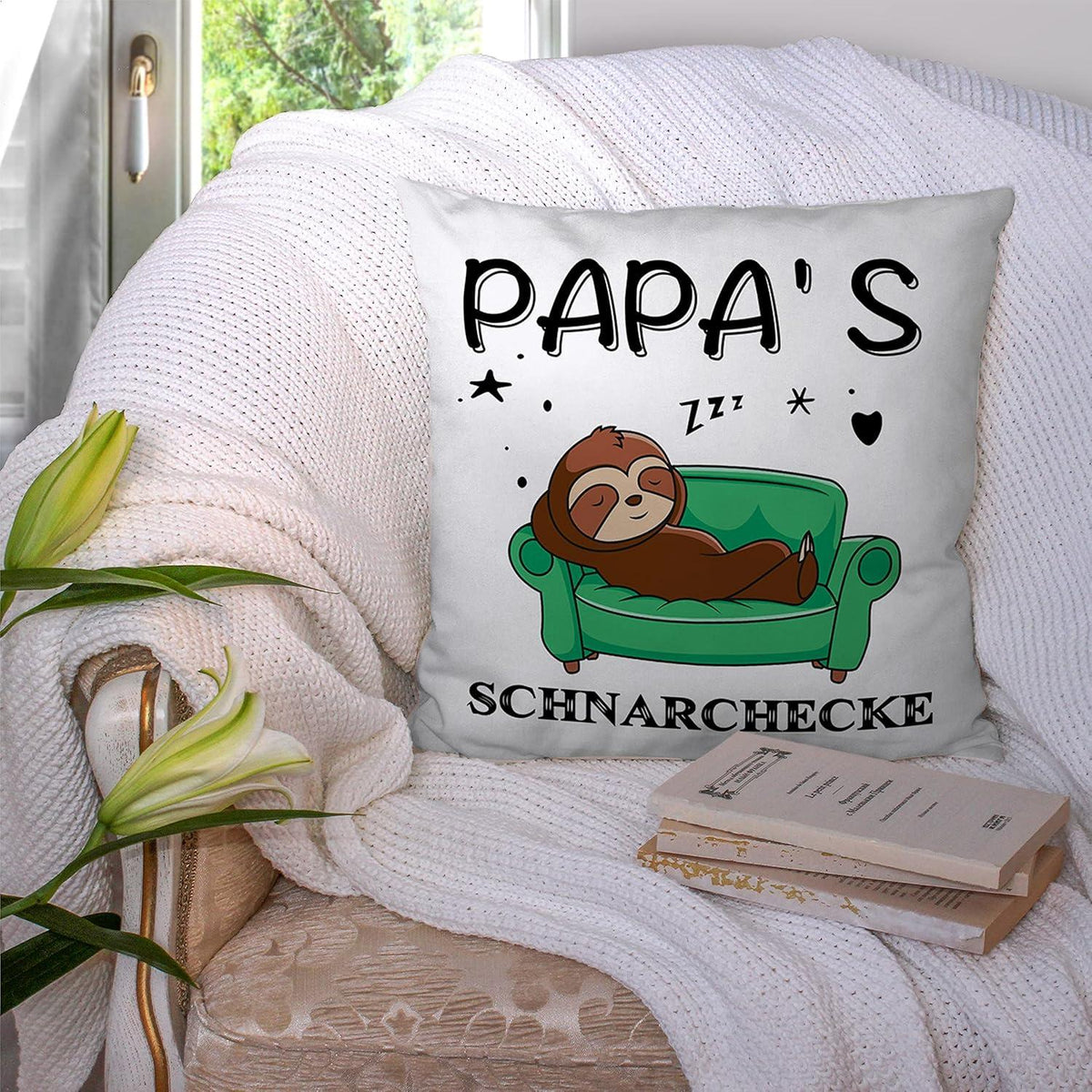 Papa Faultier Geschenk Kissenbezug 45x45cm