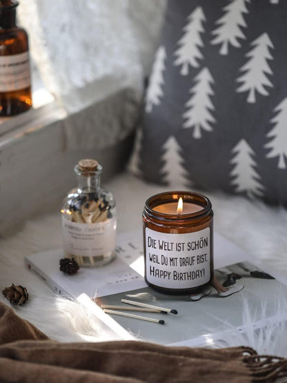 Duftkerze Sandelholz 200g 45-50h Geburtstagsgeschenk Frauen Männer
