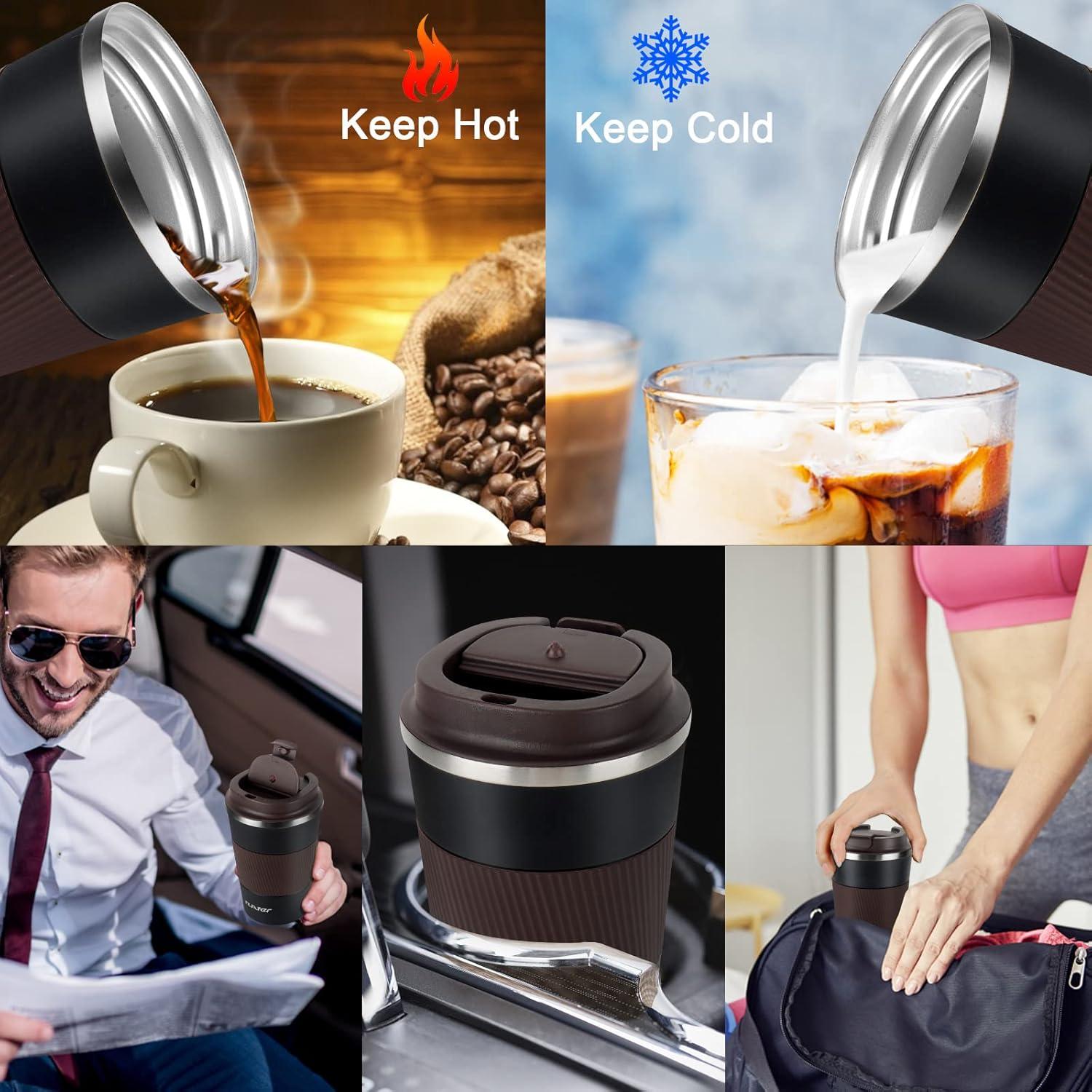 Tlater Kaffeebecher to go 380ml Thermobecher Isolierbecher Edelstahl Travel Mug