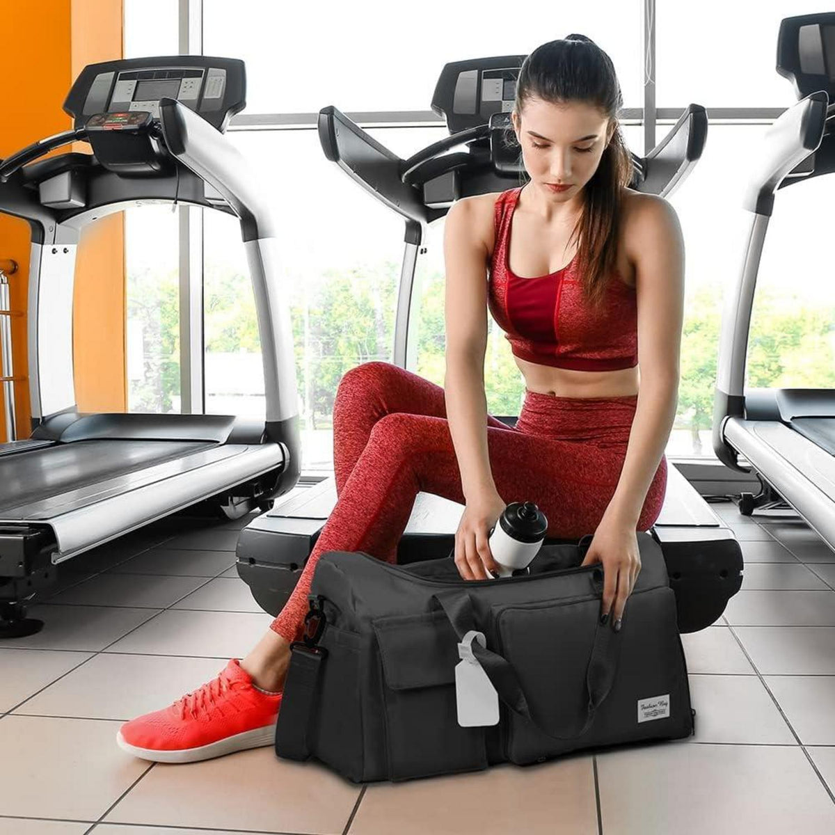 Flintronic 35L Faltbare Reisetasche Wasserdicht Schwarz mit Gepäckanhänger