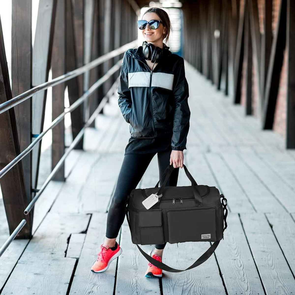 Flintronic 35L Faltbare Reisetasche Wasserdicht Sporttasche Schwarz