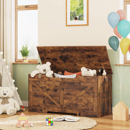 HOOBRO Truhenbank mit Stauraum und Deckel 100cm Dunkelbraun