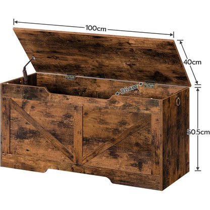 HOOBRO Truhenbank mit Stauraum und Deckel 100cm Dunkelbraun