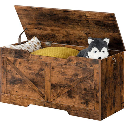HOOBRO Truhenbank mit Stauraum und Deckel 100cm Dunkelbraun