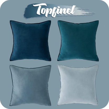 4er Set 40x40 Kissenbezug blau Samt Dekokissenbezug Sofa Wohnzimmer