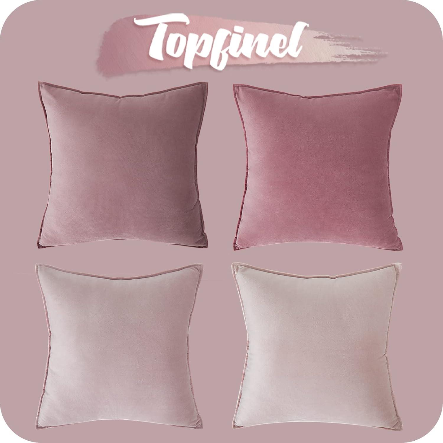 Kissenbezug 4er Set Samt 40x40 cm rosa Dekokissenbezug Sofa