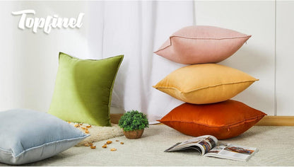 Samt Kissenbezüge 40x40cm 4er Set Rosa für Sofa Deko