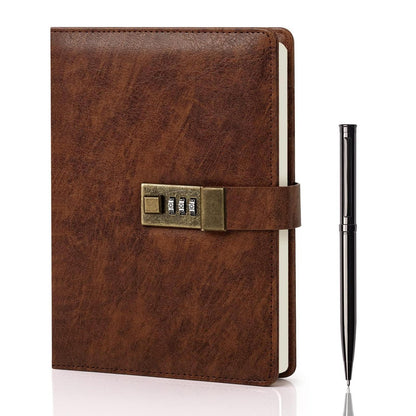 Tagebuch mit Schloss – A5 Journal mit Stift & Geschenkbox in Lederoptik