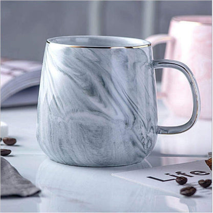 Marmorierte Porzellan Kaffeetasse 320ml Kakaobecher Grau