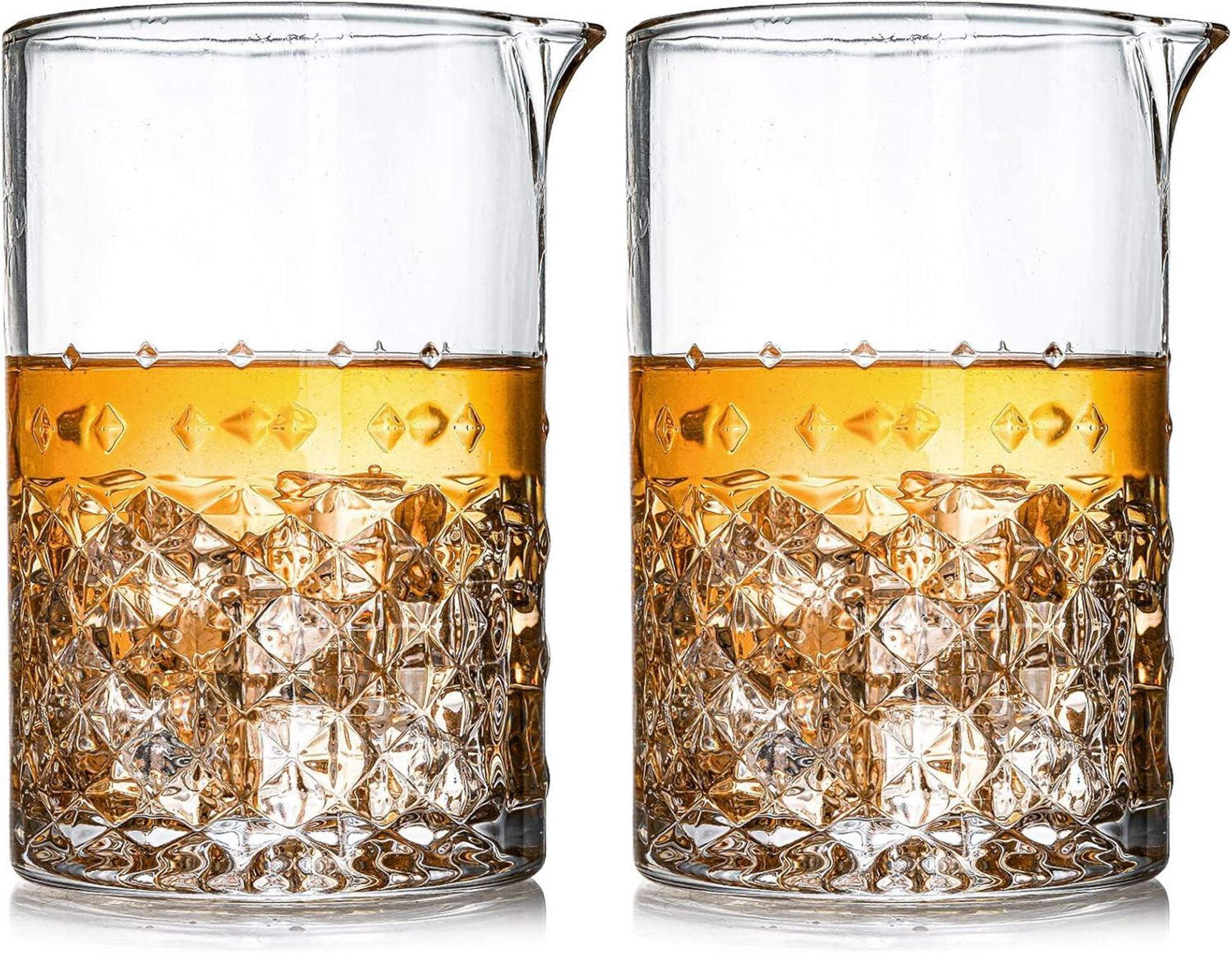 Cocktail Mixing Glass Set, 750ml Crystal Bar Pitcher 2 Pack