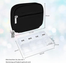 Tablettenbox 7 Tage Schwarz Stofftasche Medikamentenbox