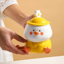 Süße 3D Enten Kaffeetasse Keramik Gelb Hut Löffel Aesthetic