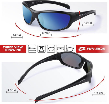 RIVBOS Polarisierte Sonnenbrille TR90 Rahmen UV400 für Damen Herren