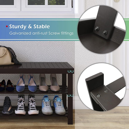 Schuhbank Bambus Schuhregal Sitzbank 3 Ablagen