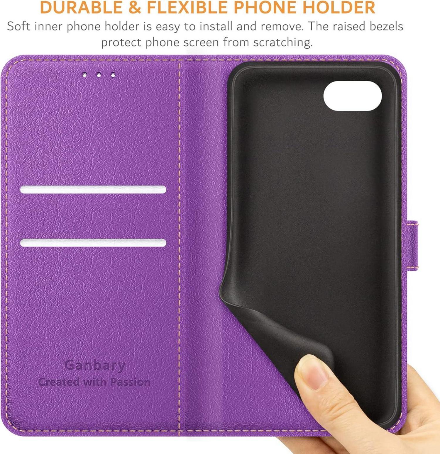 Handyhülle iPhone SE 2022 5G SE 2020 7/8 Leder Violett Standfunktion