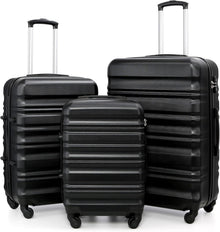 COOLIFE Hartschalen-Koffer Trolley Set TSA 4 Rollen Schwarz